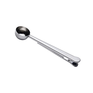 eTya 1PC Multifunction Stainless Steel Food Spoon Milk Tea Ground Coffee Scoops With Bag Clip Sealing Powder Drinkware Tools